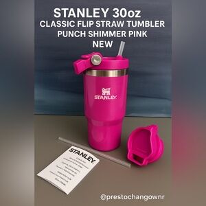 Stanley 30oz Classic Flip Straw Tumbler – Punch Shimmer Pink – New